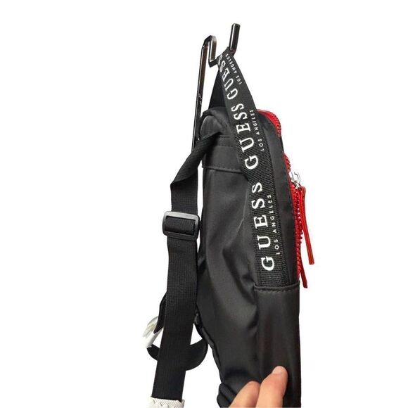 NEW GUESS Factory Women's Black White Logo Small Backpack Bag Handbag - Picture 3 of 7